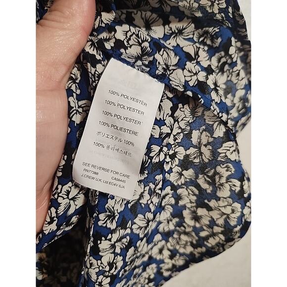J.Crew Blouse Sleevless Ruffle V-Neck Blue Floral Pleated Front SEE MEASUREMENT - Picture 5 of 6